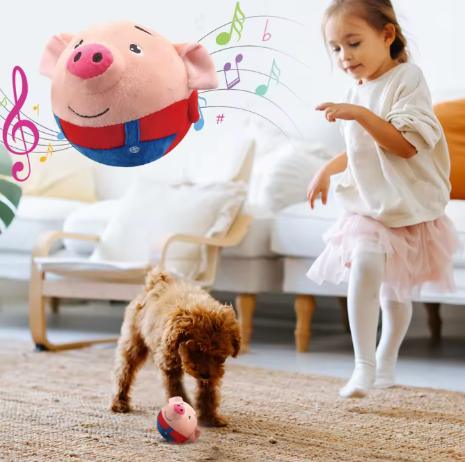 Interactive Bouncing Piggy Dog Toy