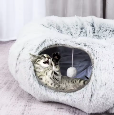 Interactive Cat Tunnel & Bed – Washable & Portable