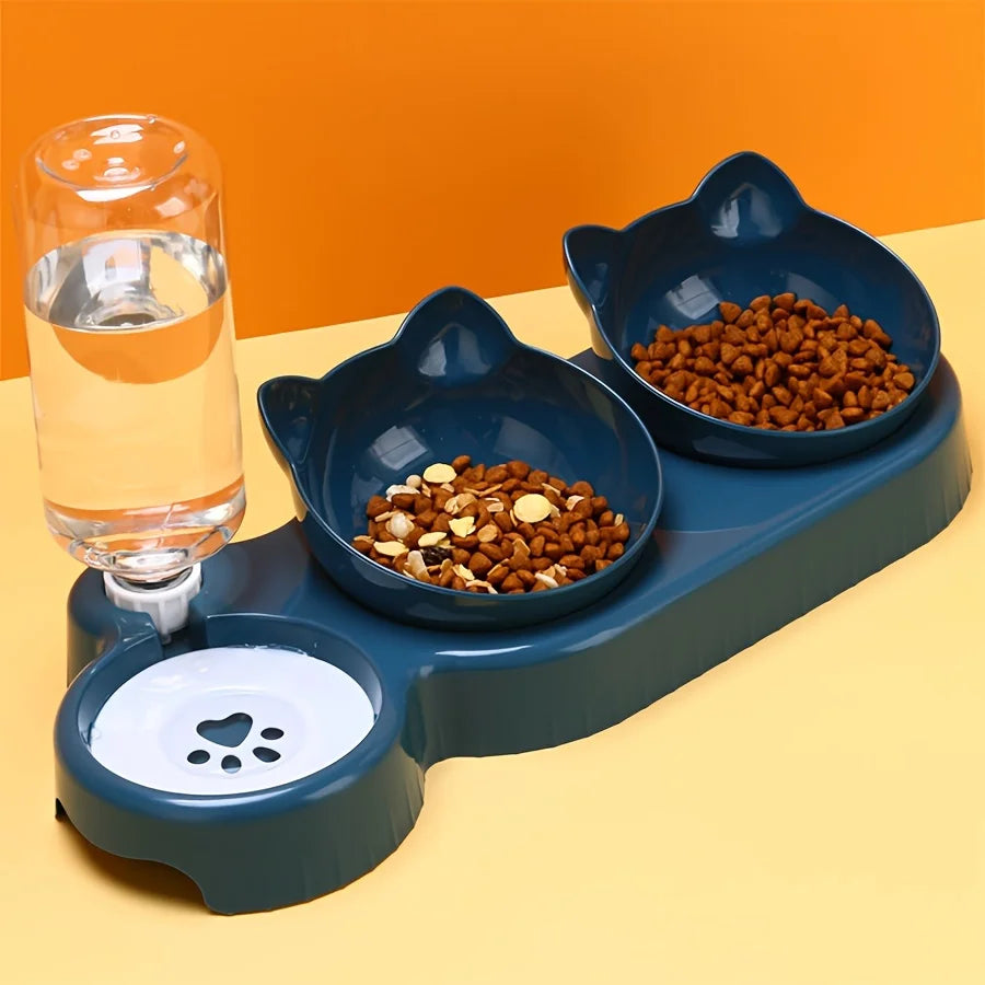 PurrFlow – 3-in-1 Cat Bowl & Water Feeder Set