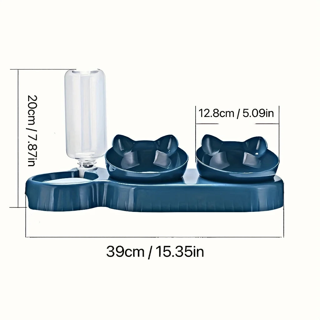 PurrFlow – 3-in-1 Cat Bowl & Water Feeder Set
