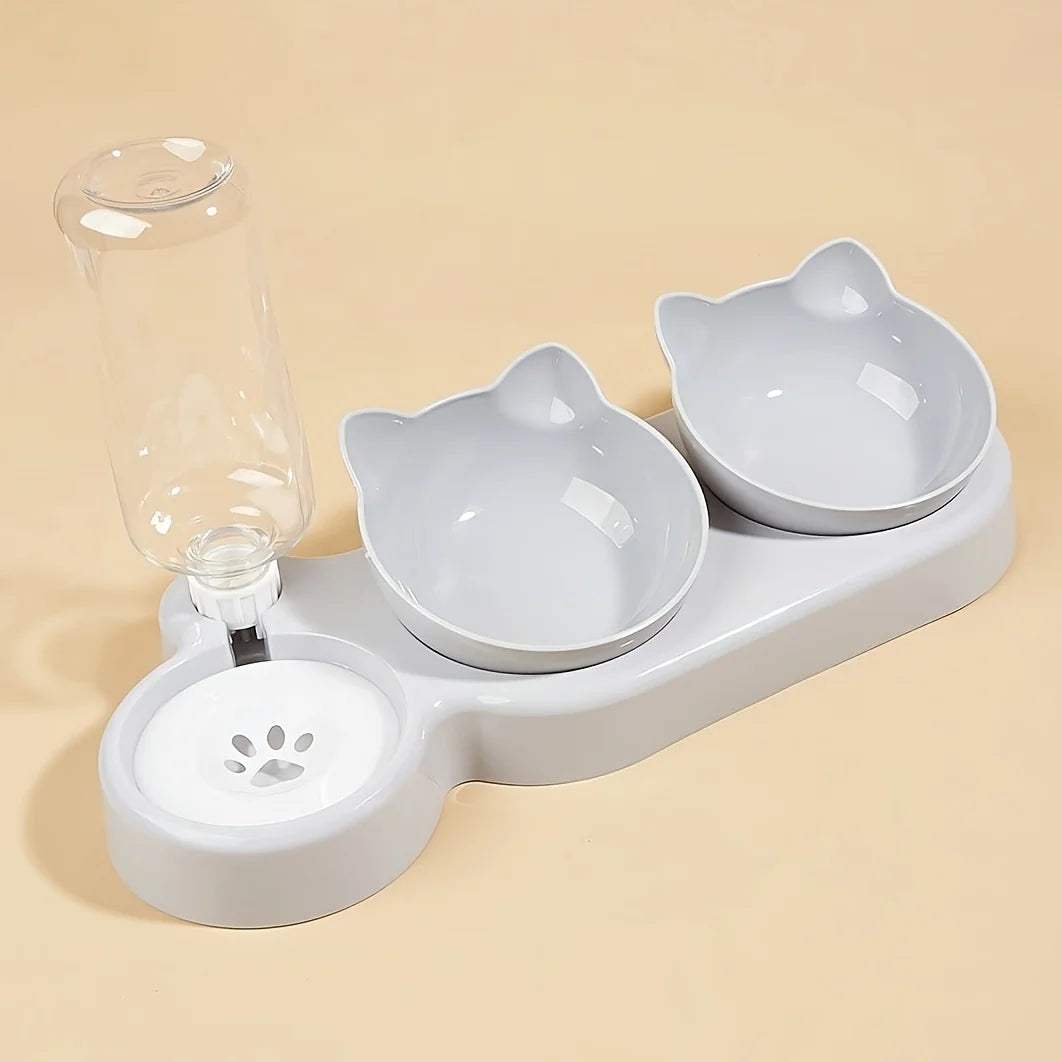 PurrFlow – 3-in-1 Cat Bowl & Water Feeder Set