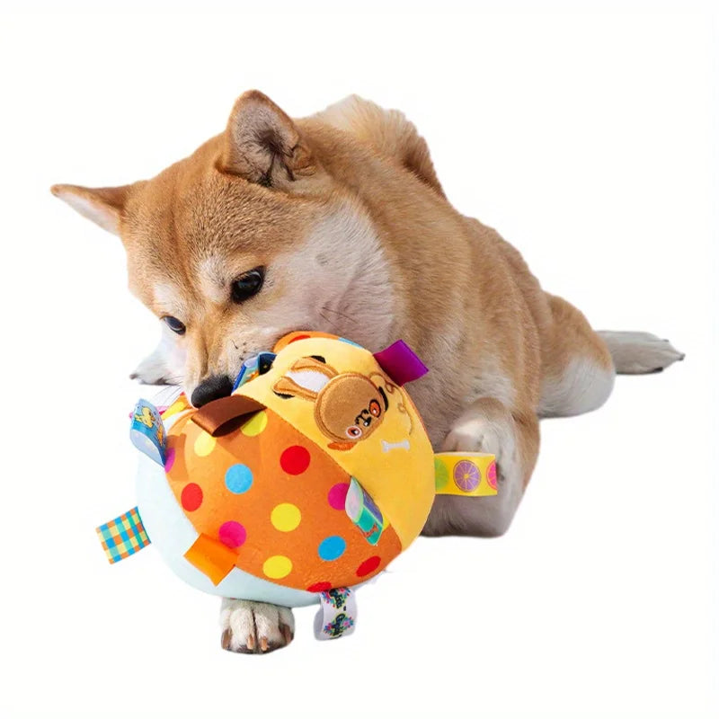 Interactive Chew-Resistant Dog Ball with Plush Handle