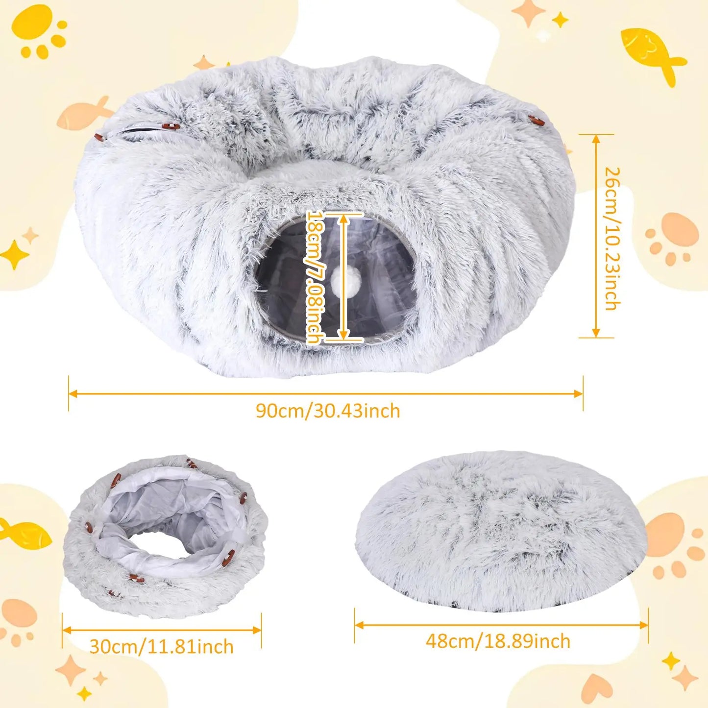 Interactive Cat Tunnel & Bed – Washable & Portable