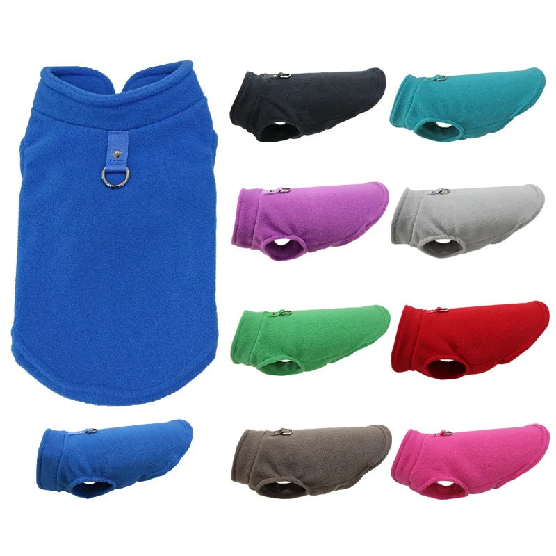 Warm Fleece Dog Jacket with D-Ring