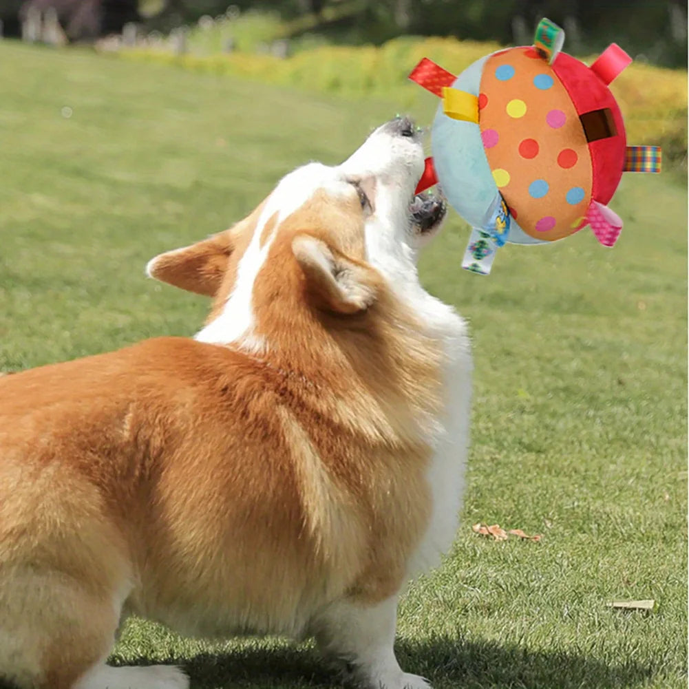 Interactive Chew-Resistant Dog Ball with Plush Handle