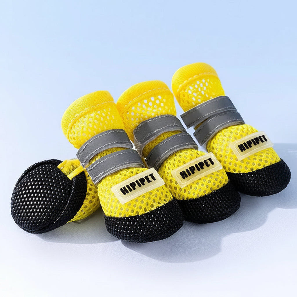 4-Piece Breathable Mesh Dog Shoes with Cute Bear Design