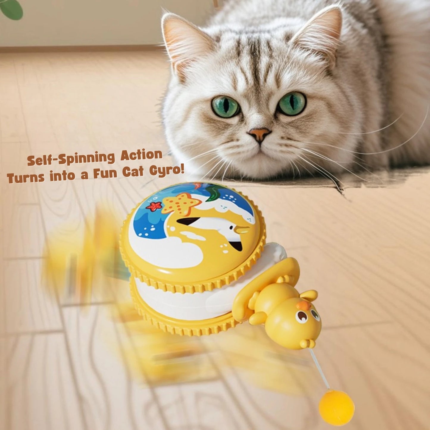 Interactive Cat Wobble Toy with Feathers & Plush Ball
