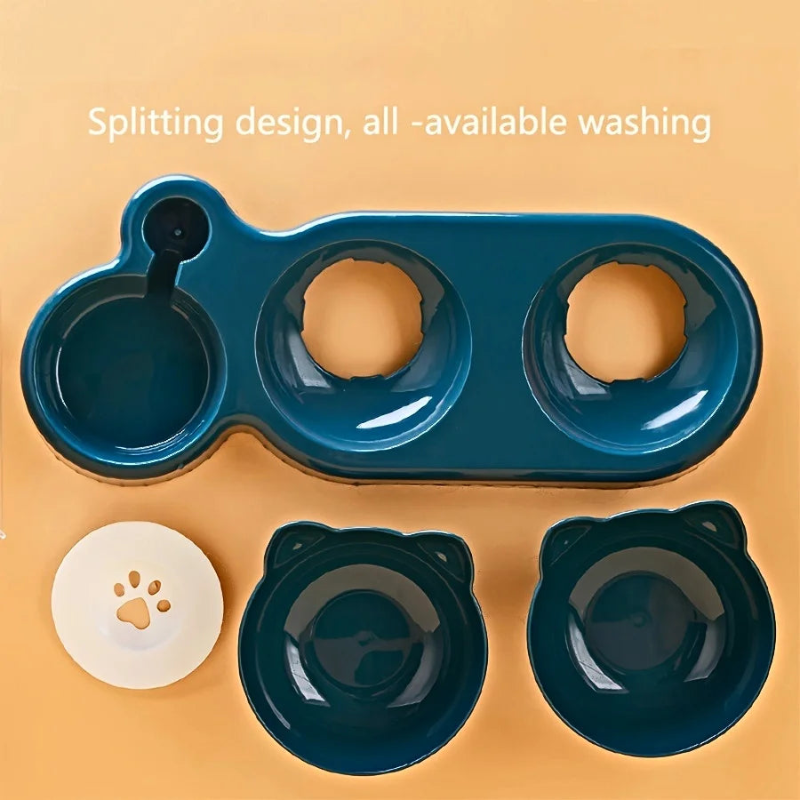 PurrFlow – 3-in-1 Cat Bowl & Water Feeder Set