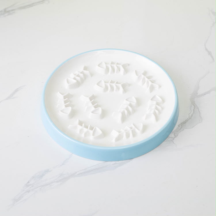Ceramic FishBone Slow Feed Pet Bowl