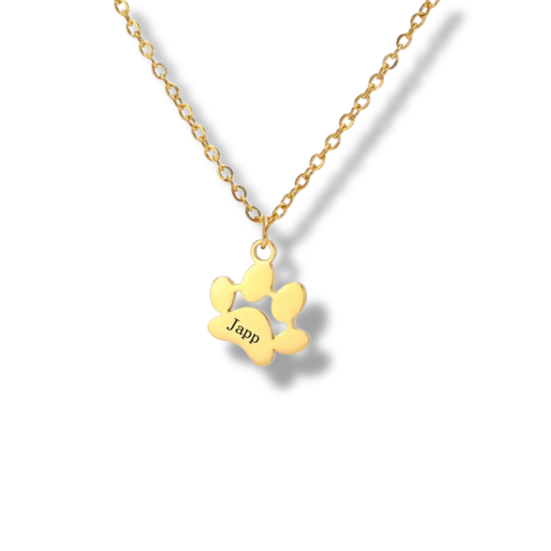 Paw Print Engraved Necklace