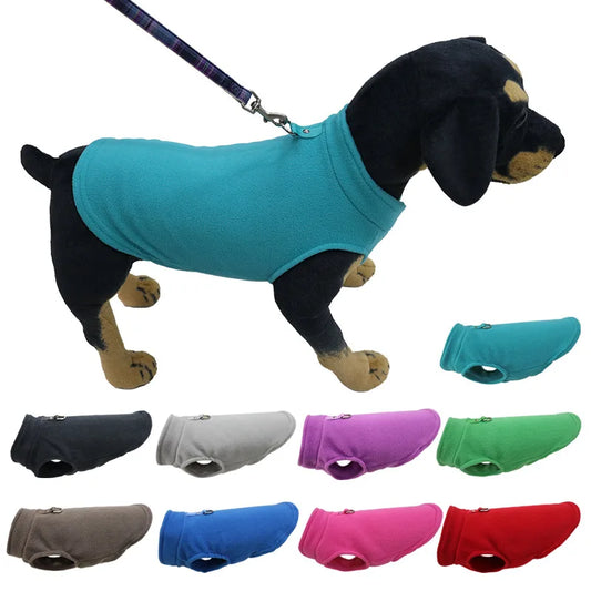 Warm Fleece Dog Jacket with D-Ring