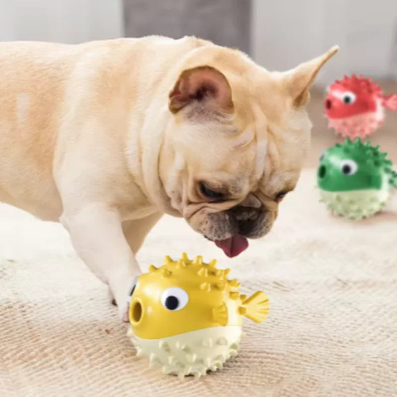 Bouncing Fish Dog Toy – Interactive Treat &amp; Sound Ball