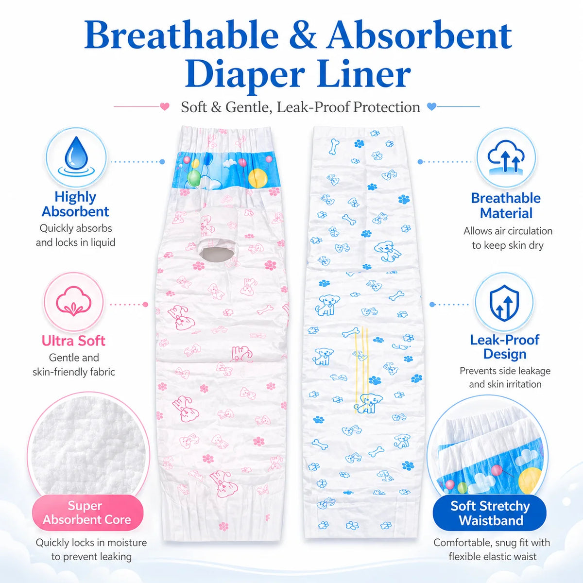 Disposable Dog Diapers – 40 Pack 🐶💧