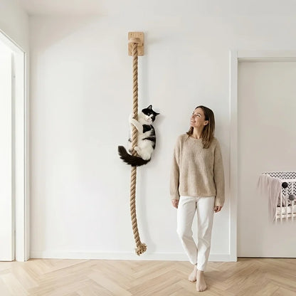 ClawClimb Wall-Mounted Cat Rope & Wood Scratcher