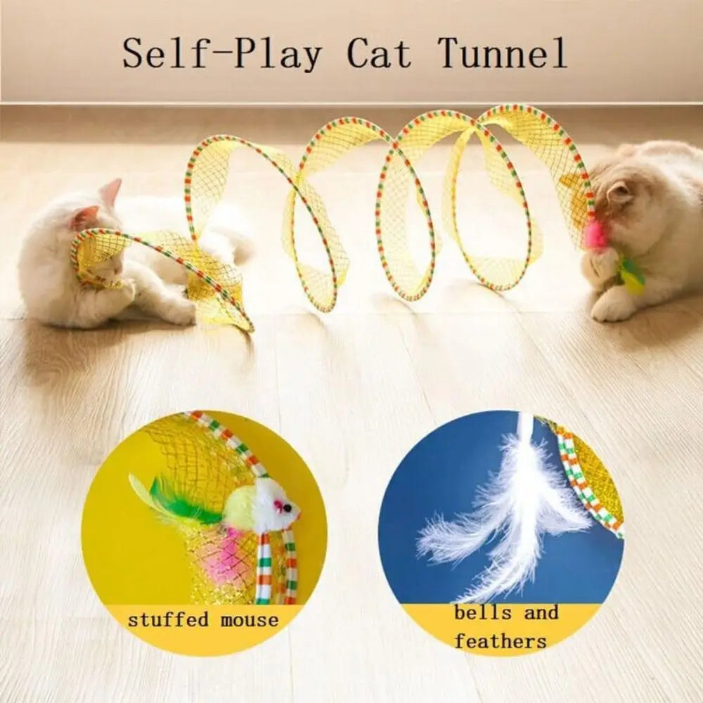 PounceCoil - Foldable S-Shape Interactive Cat Tunnel