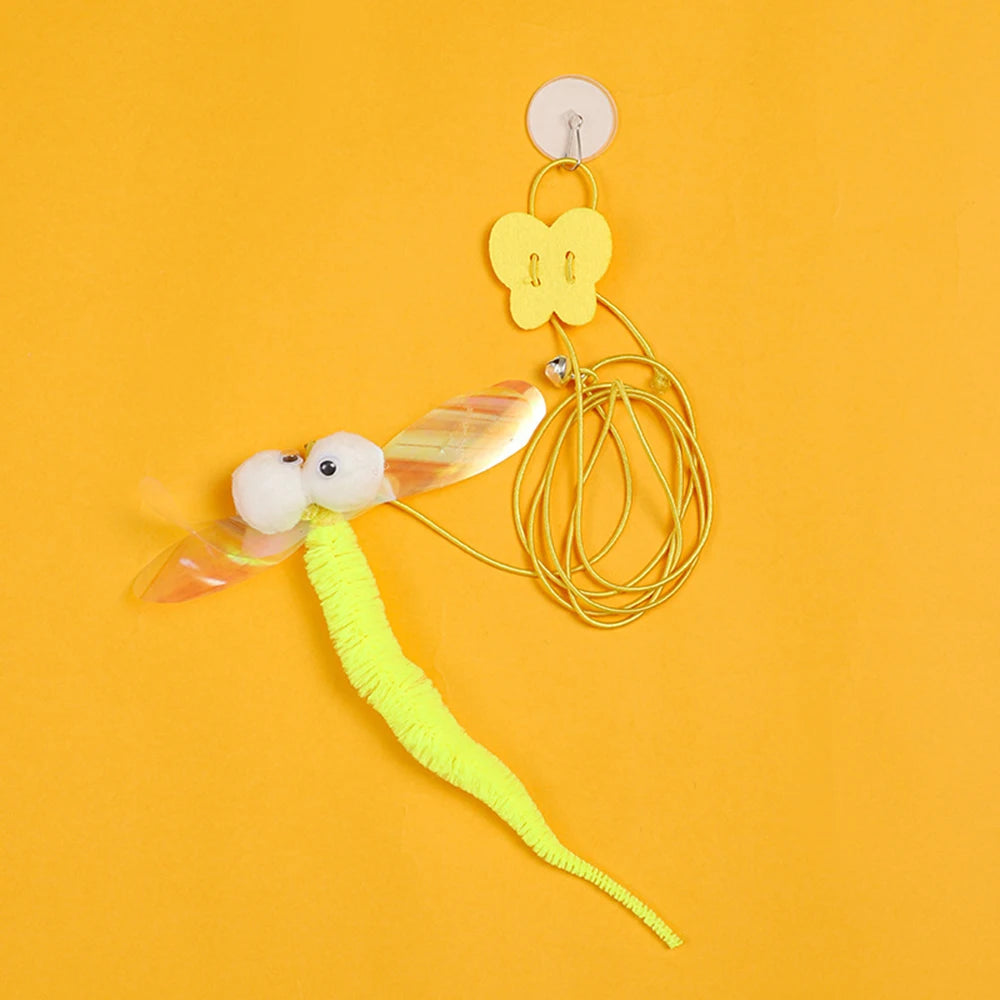 Elastic Hanging Cat Door Toy with Feather Wand