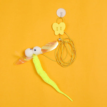 Elastic Hanging Cat Door Toy with Feather Wand