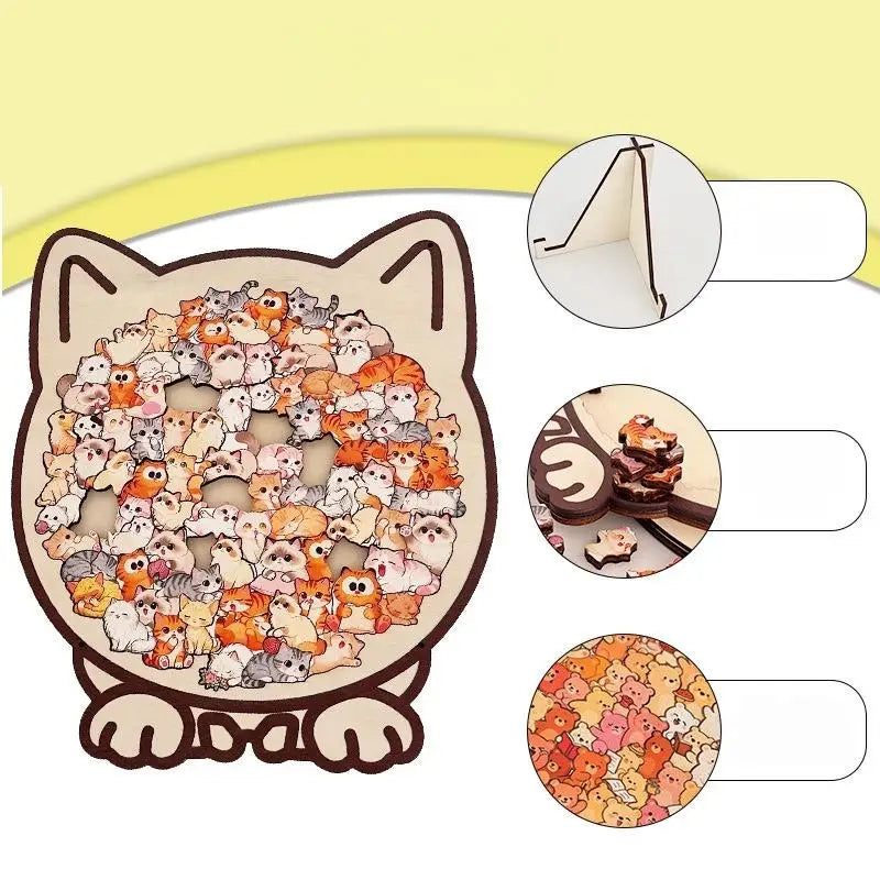 Cat or Dog Shaped Wooden Jigsaw Puzzle