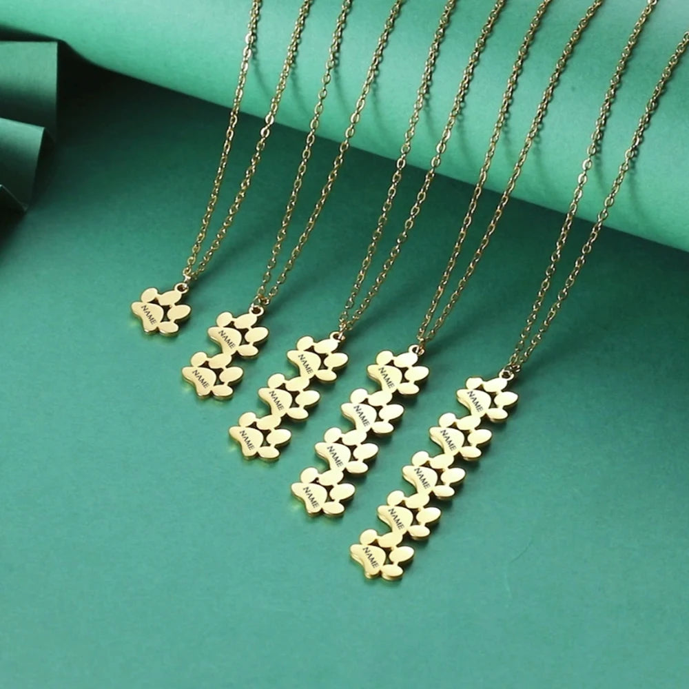 Paw Print Engraved Necklace