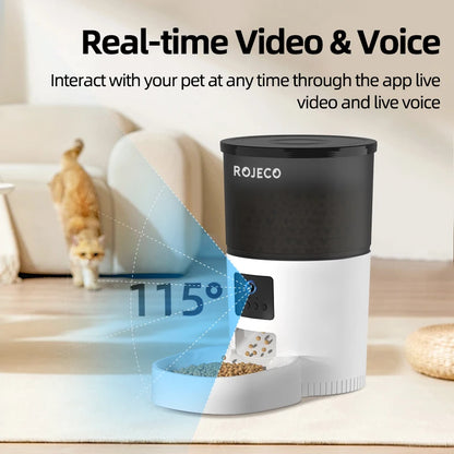ROJECO Smart WiFi Automatic Pet Feeder 3L | App-Controlled Food Dispenser for Cats & Dogs