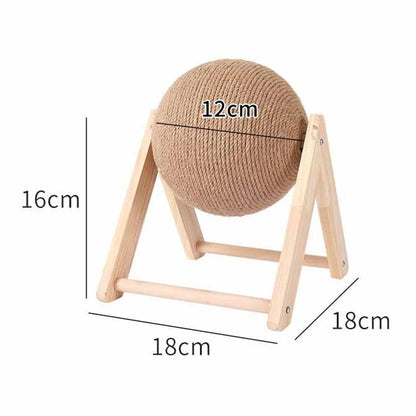 Cat Scratching Ball Toy with 360° Spinning Ball & Sturdy Wood Base