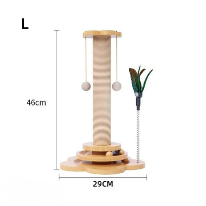 Solid Wood Cat Turntable & Scratching Tower