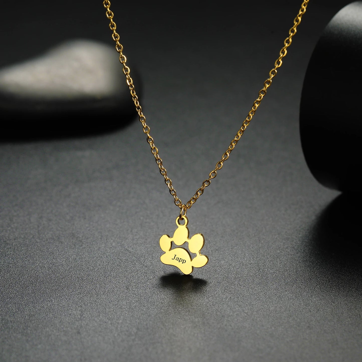 Paw Print Engraved Necklace