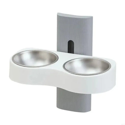 Wall-Mounted Double Pet Feeding Bowl for Cats & Dogs