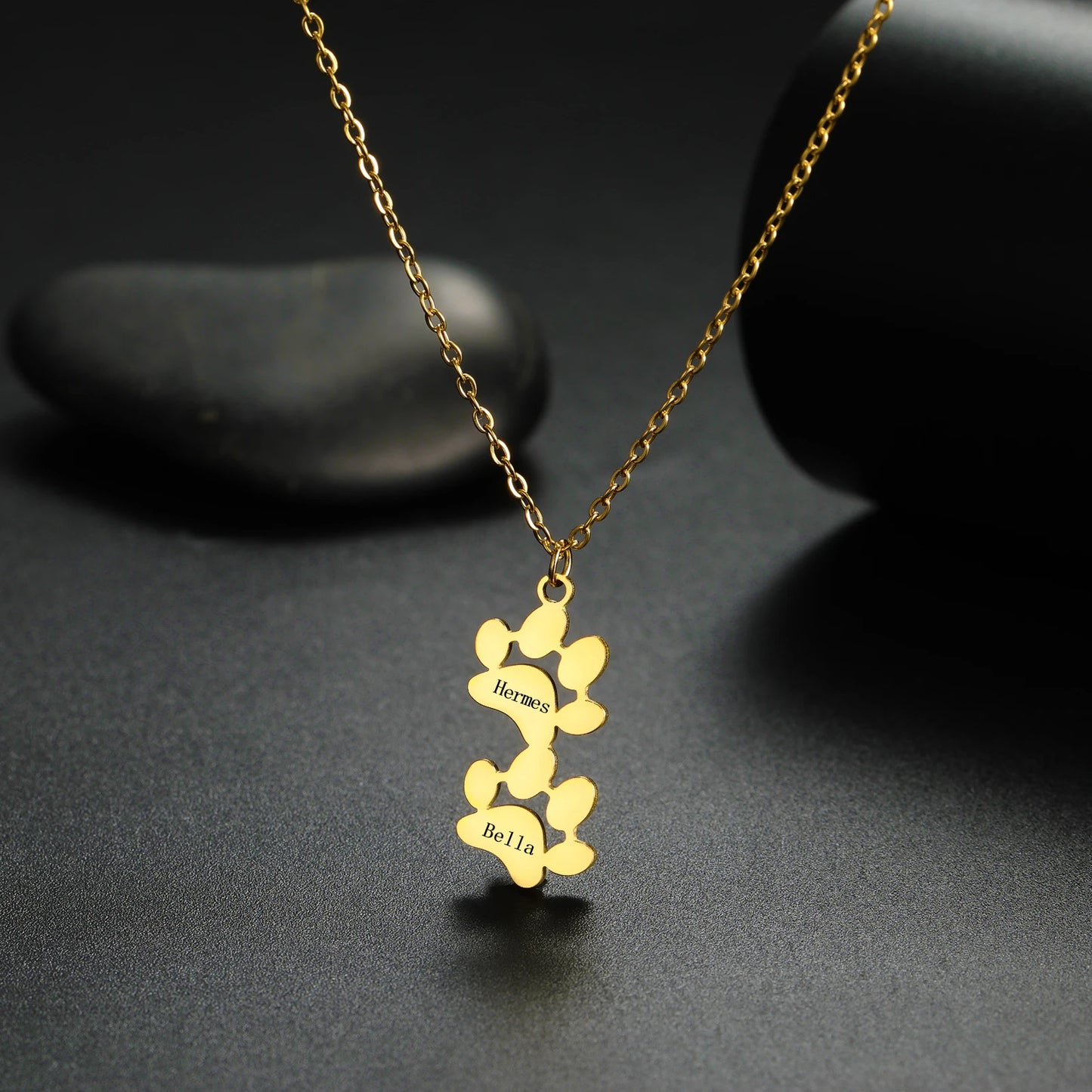 Paw Print Engraved Necklace