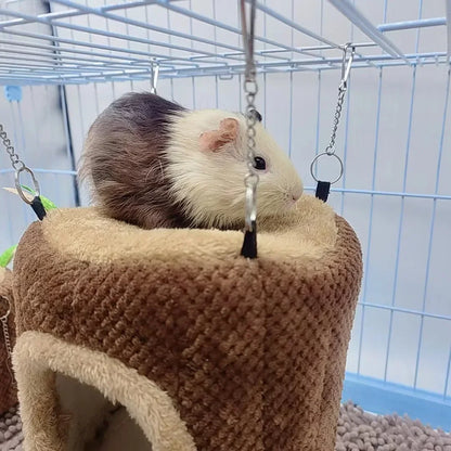 Tree Stump Shape Hammock – Warm Cotton Pet House for Small Animals