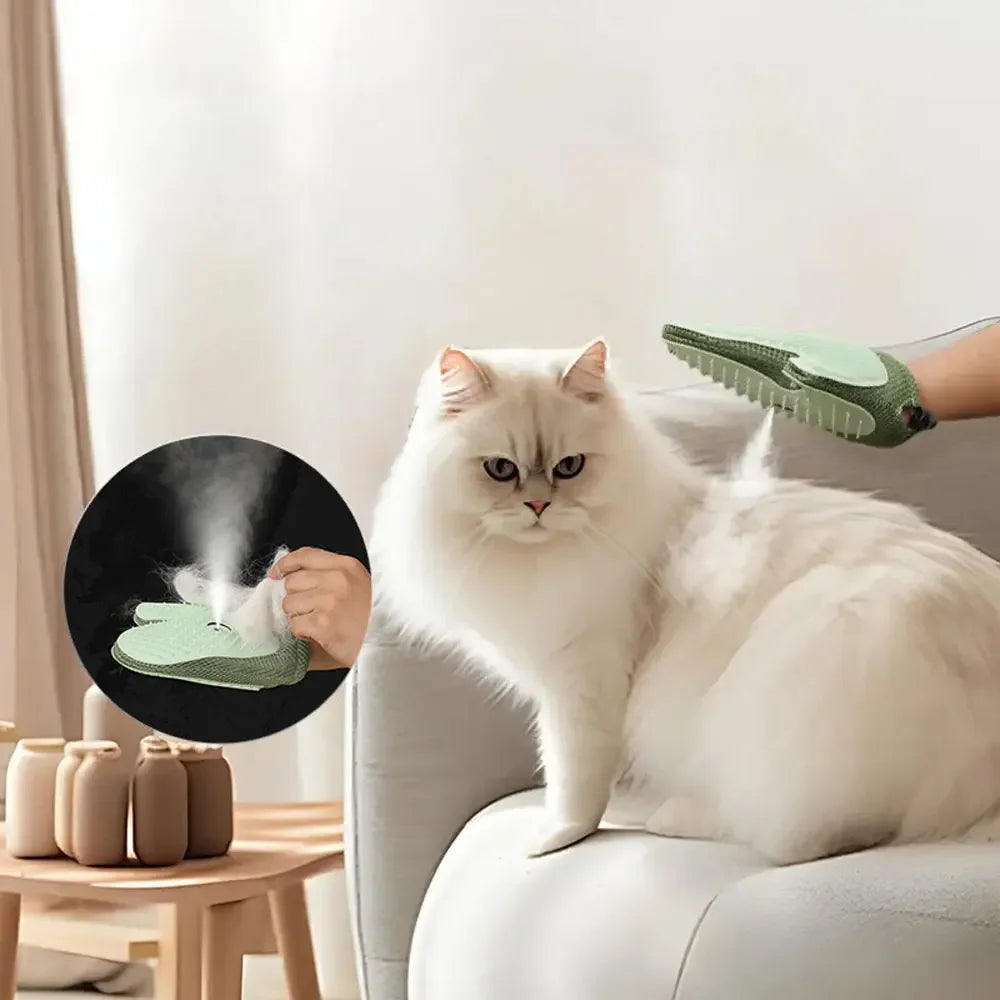 MistGroom Pet Spray Glove Brush for Cats & Dogs | Steam Grooming Hair Removal Mitt