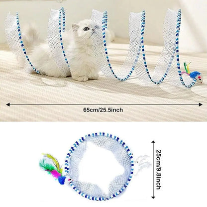 PounceCoil - Foldable S-Shape Interactive Cat Tunnel