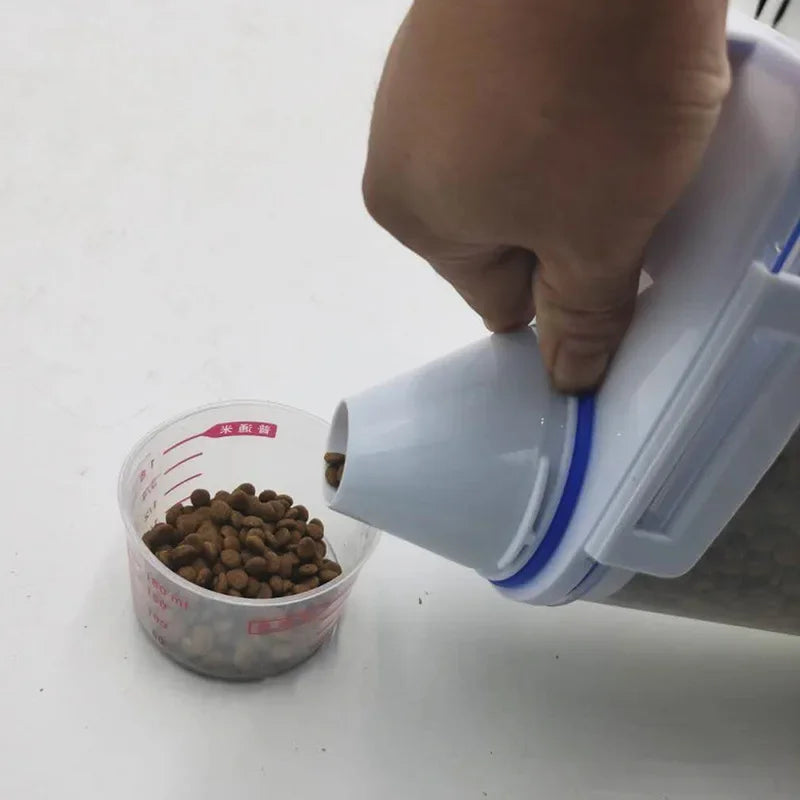 Dog & Cat Food Storage Container with Measuring Cup