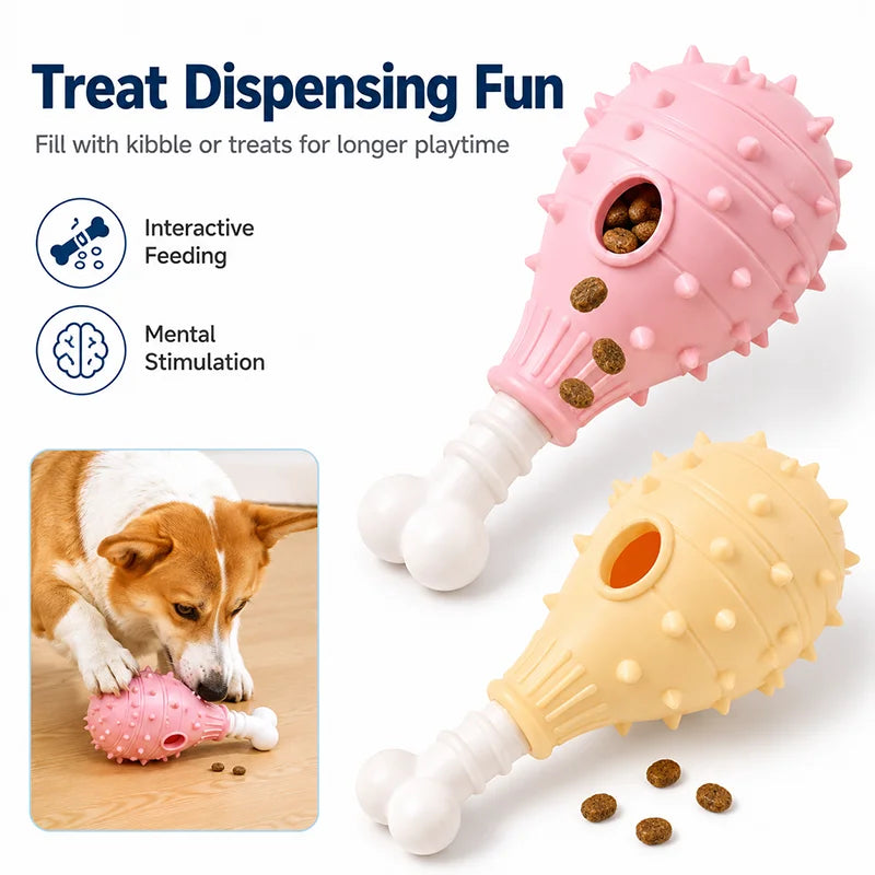Interactive Dog Treat Dispensing Chew Toy – Chicken Leg