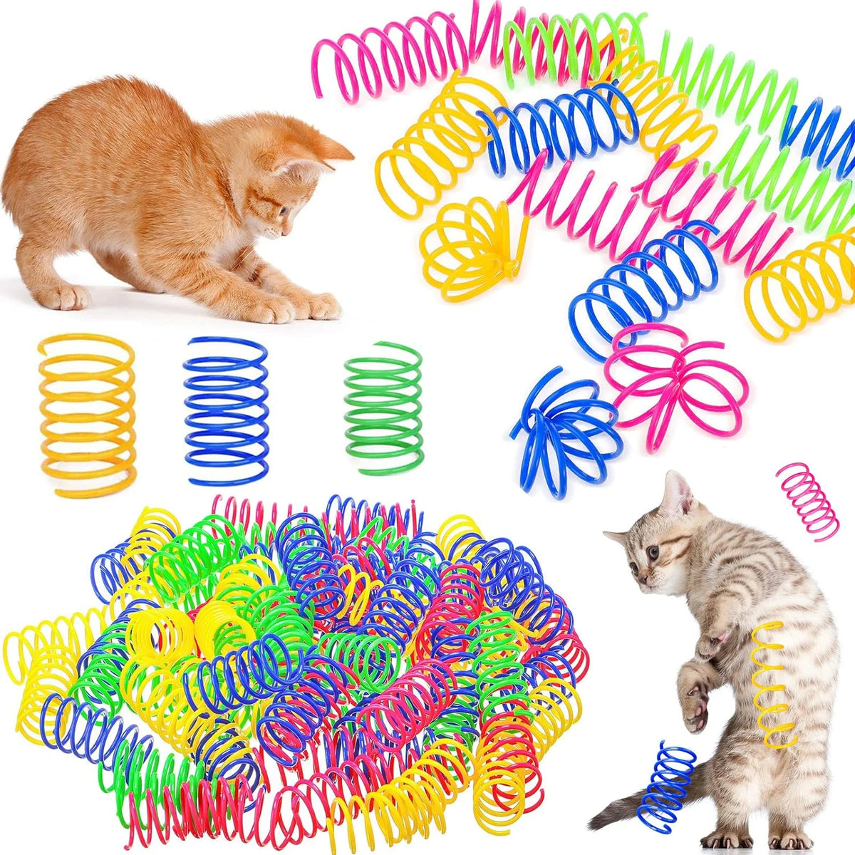 Colorful Cat Spring Toys for Indoor Play