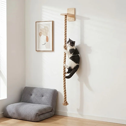 ClawClimb Wall-Mounted Cat Rope & Wood Scratcher