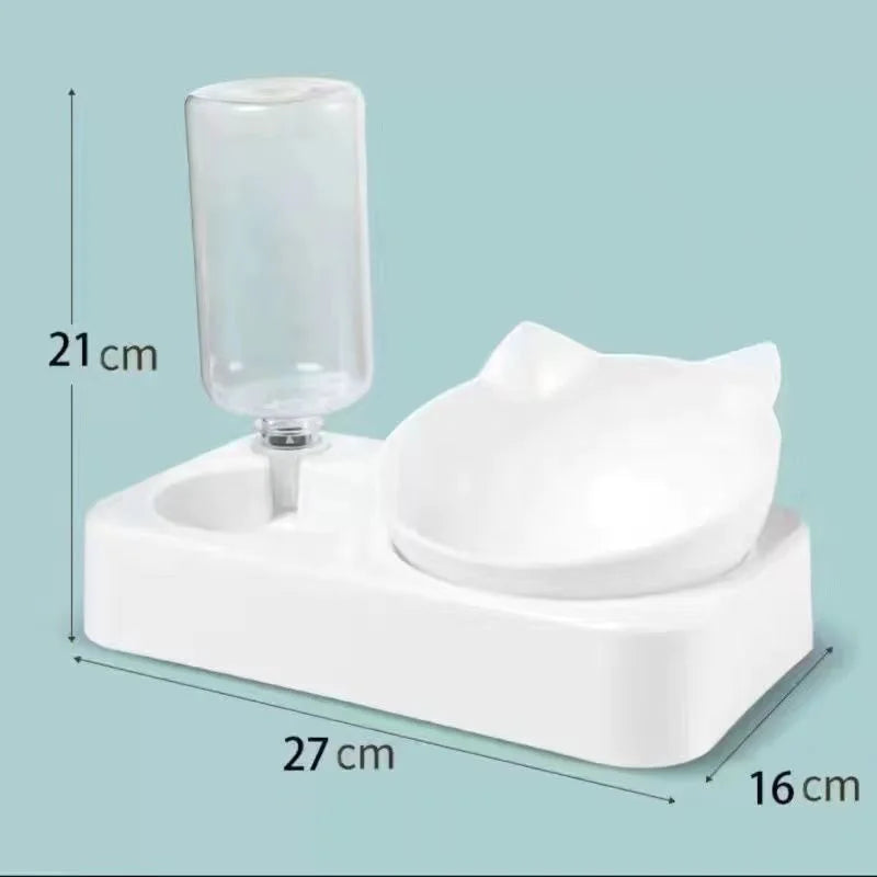 Wihte Dual-Purpose Pet Bowl – Tilted Dog Food & Water Feeder for Cervical Spine Protection