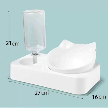 Wihte Dual-Purpose Pet Bowl – Tilted Dog Food & Water Feeder for Cervical Spine Protection