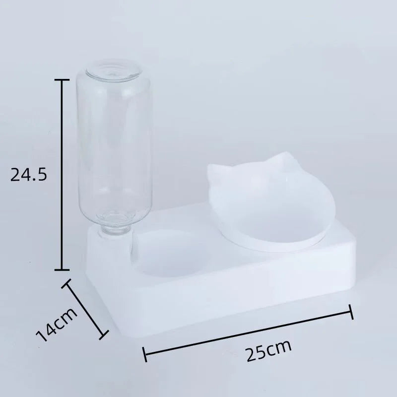 Wihte Dual-Purpose Pet Bowl – Tilted Dog Food & Water Feeder for Cervical Spine Protection