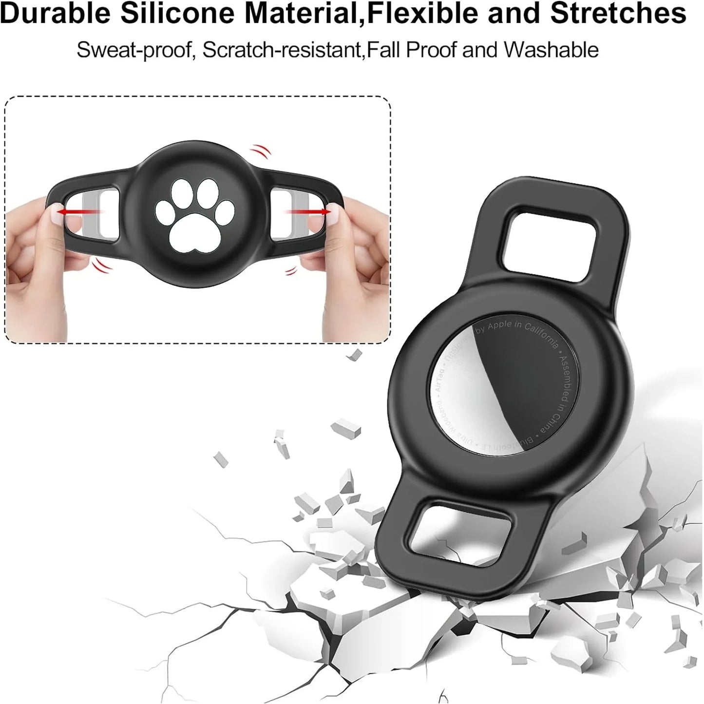 GlowPaw Silicone AirTag Holder for Cat & Dog Collars
