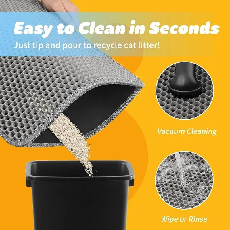 Waterproof Non-Slip Cat Litter Mat – Double Layer & Easy Clean Design