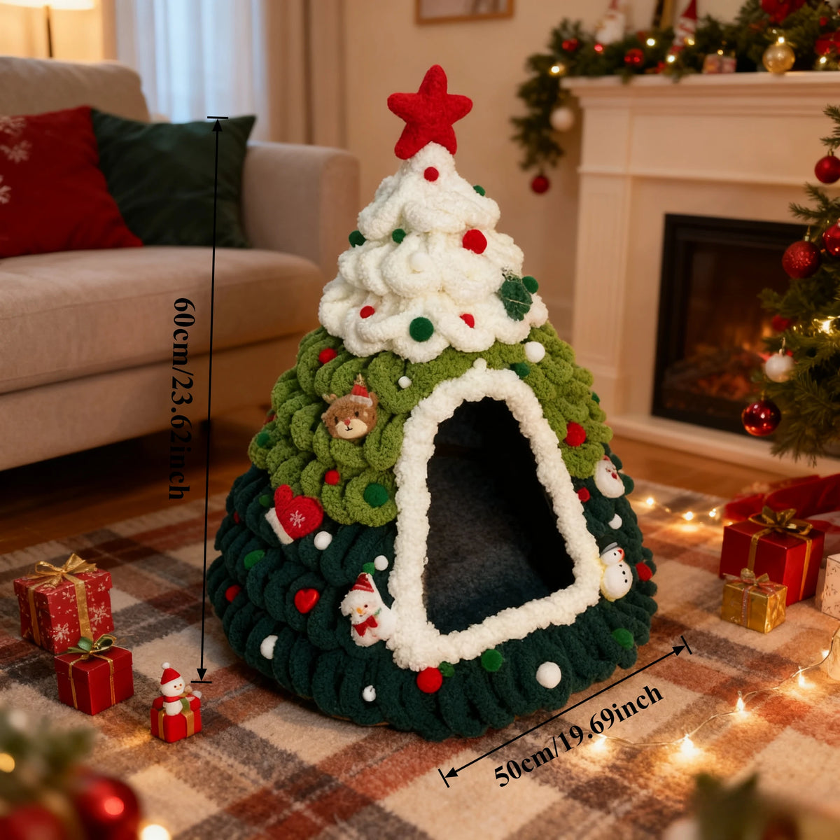 Christmas Tree Cat House & Cosy Bed