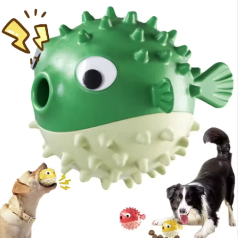Bouncing Fish Dog Toy – Interactive Treat &amp; Sound Ball