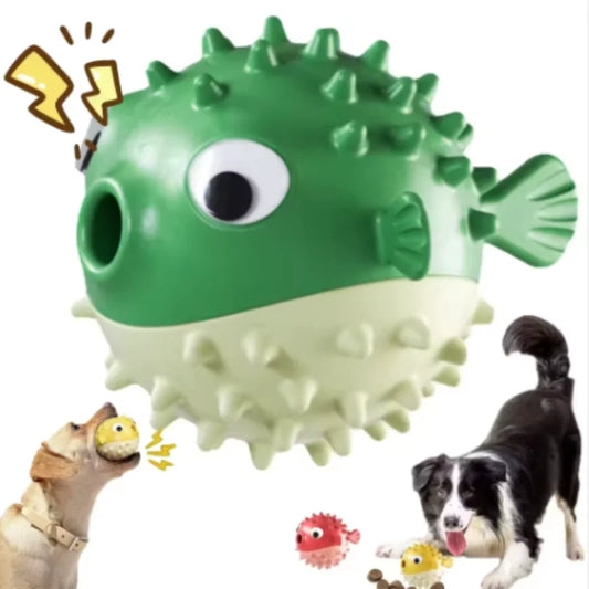 Bouncing Fish Dog Toy – Interactive Treat &amp; Sound Ball
