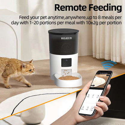 ROJECO Smart WiFi Automatic Pet Feeder 3L | App-Controlled Food Dispenser for Cats & Dogs