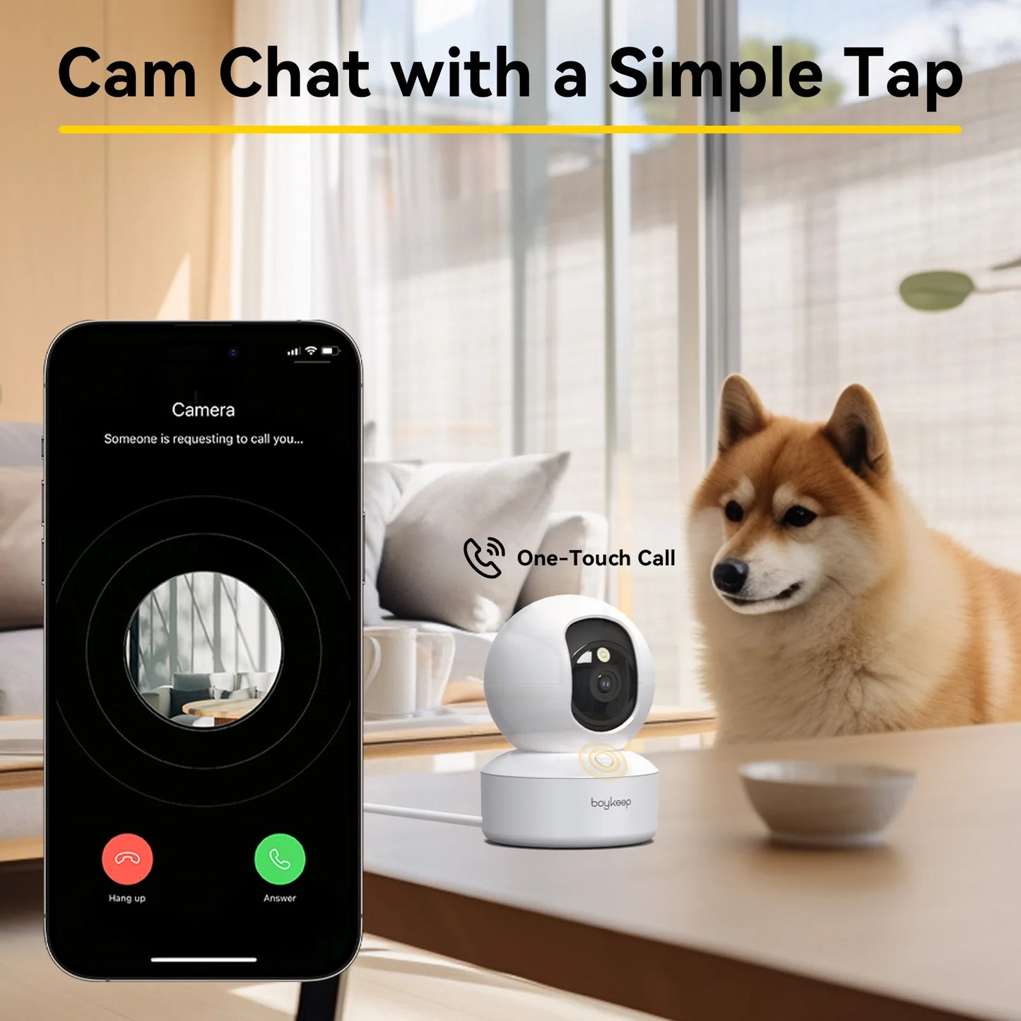 Boykeep 2K Smart Pet Camera with App Control | 360° Indoor Dog & Baby Monitor with Night Vision