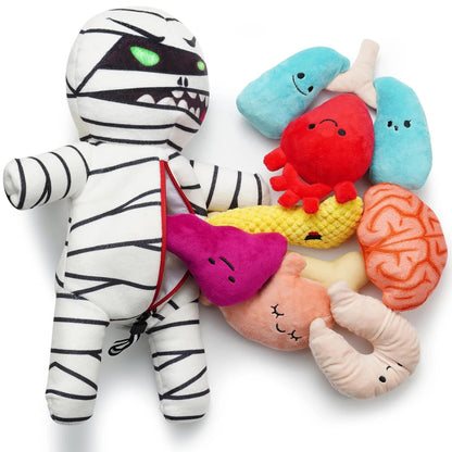 MummyMonster 9-in-1 Squeaky Dog Toy with Hidden Organs | Interactive Plush Chew Toy for Dogs