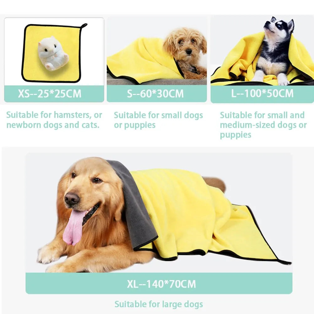 Quick Drying Dog & Cat Towels - Soft, Absorbent Fiber Towels