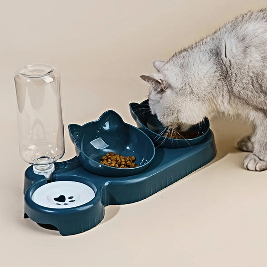 PurrFlow – 3-in-1 Cat Bowl & Water Feeder Set
