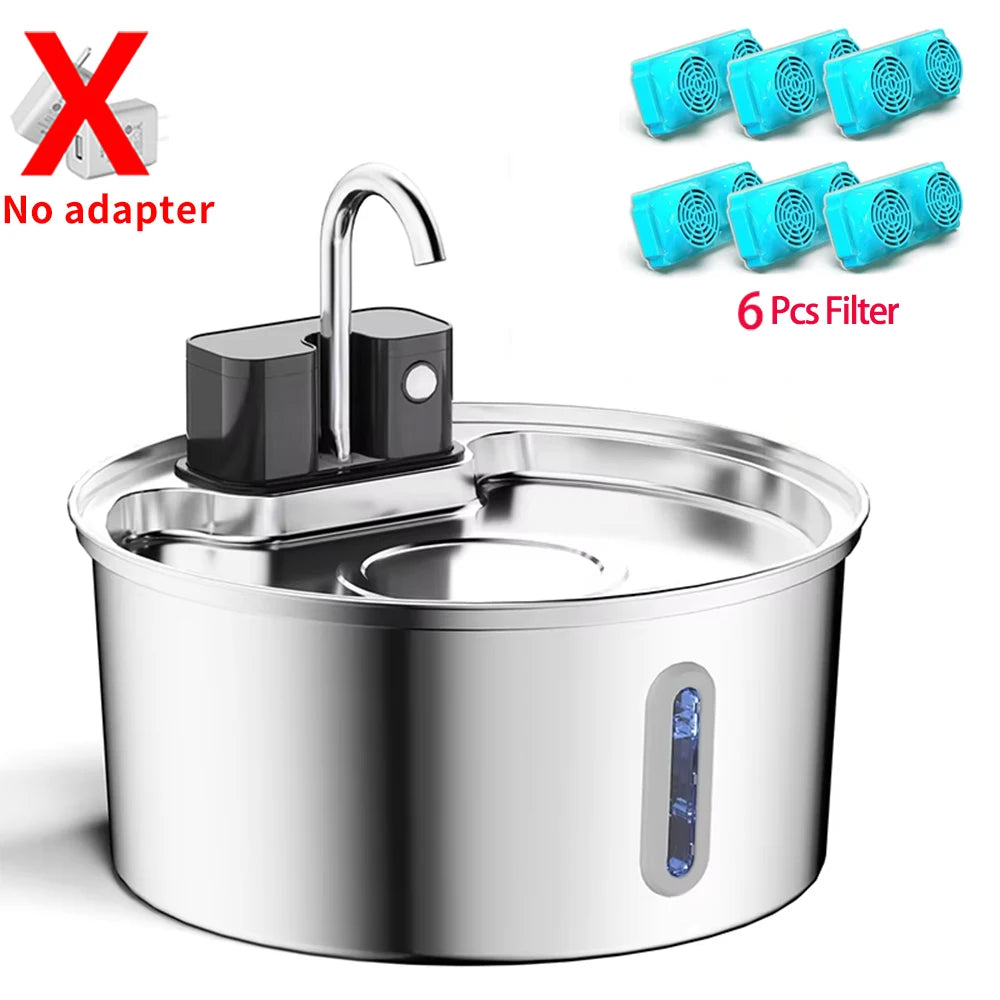 PureFlow Wireless Stainless Steel Pet Water Fountain